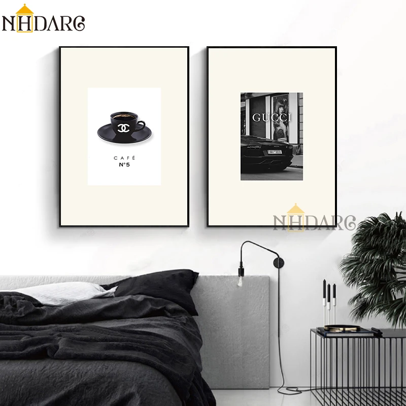 

NHDARC Canvas Print Painting Modern Black White Fashion POP Posters Pictures Wall Decor Art Dormitory Studio Home Decoration