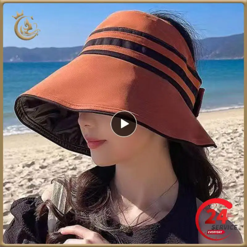 

1~10PCS Upf50 Striped Beach Hat Soft Brim Curled And Easy To Carry Sun Hat Be Easy To Carry About Summer Hollow Straw Hat Hats