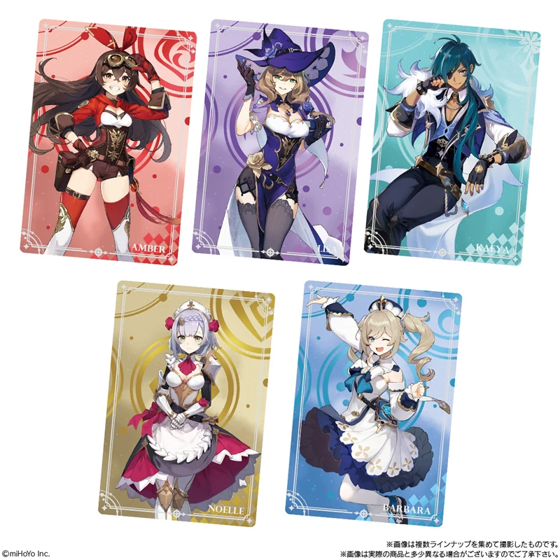 20 вещей/набор Bandai Genshin Оригинальная годовщина Еда Игровая карта Слепая коллекция Diluc Klee Keqing Подарок для поклонников