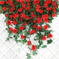 2pcs rose vine artificial flowers wedding decoration wall hanging rose rattan silk flower christmas garden home decor
