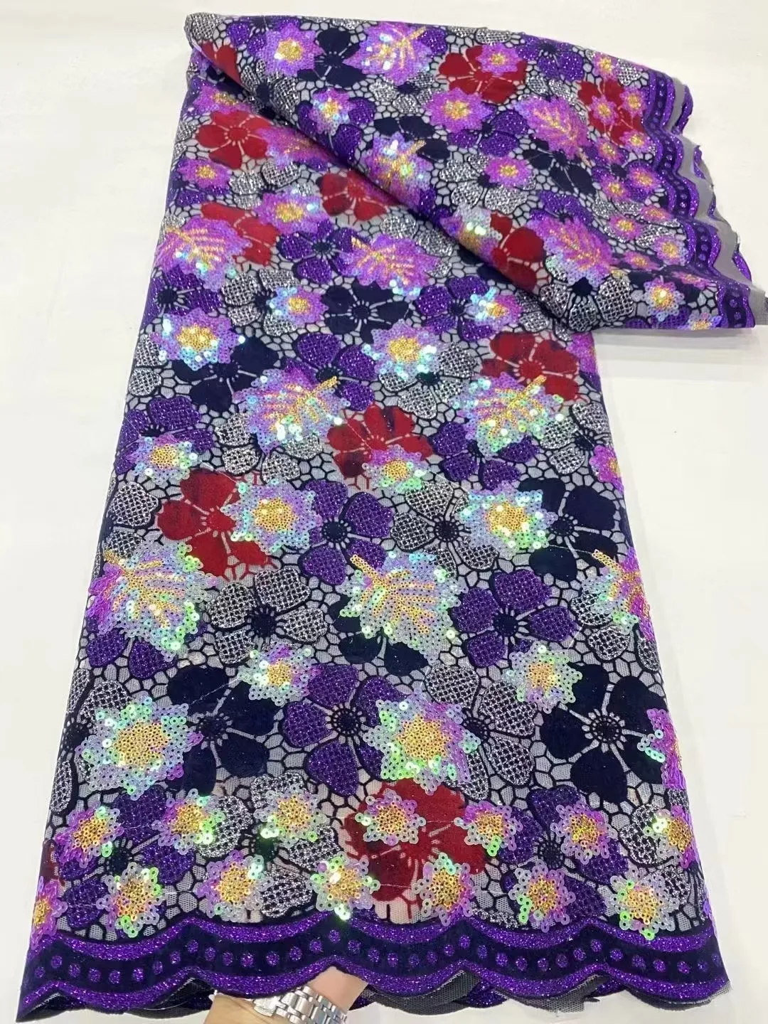 Роскошные нигерийские кружевные ткани с блестками африканская кружевная ткань