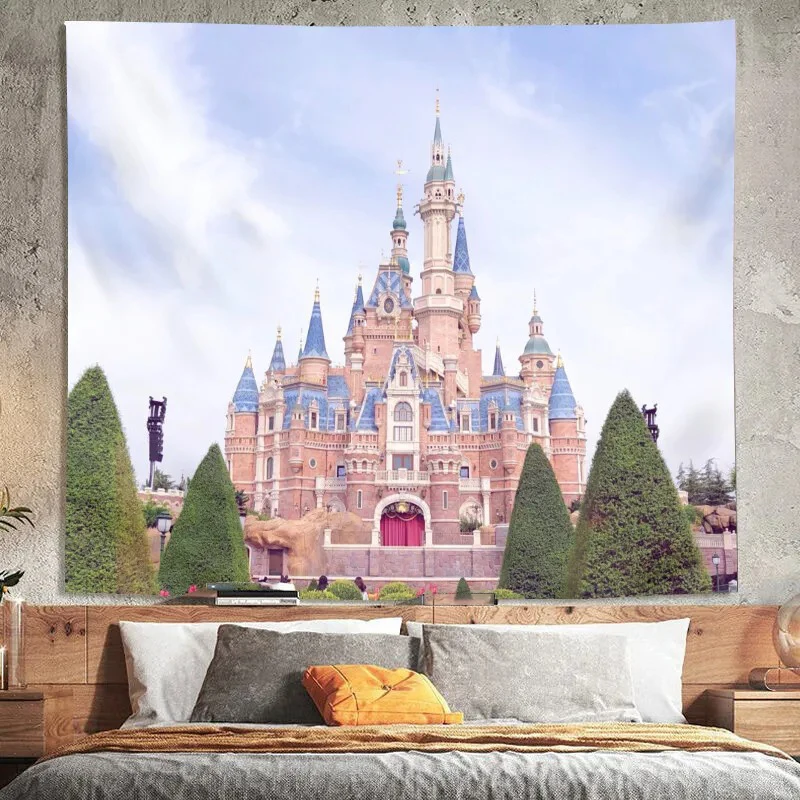 

Disney Fantasy Castle Background Cloth Room Bedroom Decoration Wall Cloth Tapestry Cartoon Household Multifunctional Tapestry