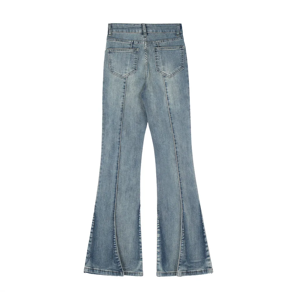 2023 Fashion Y2k Stitching Denim Flared Jeans Men's Style High Street Loose Wide Leg Pants Trousers Ins Trend Mopping Pants