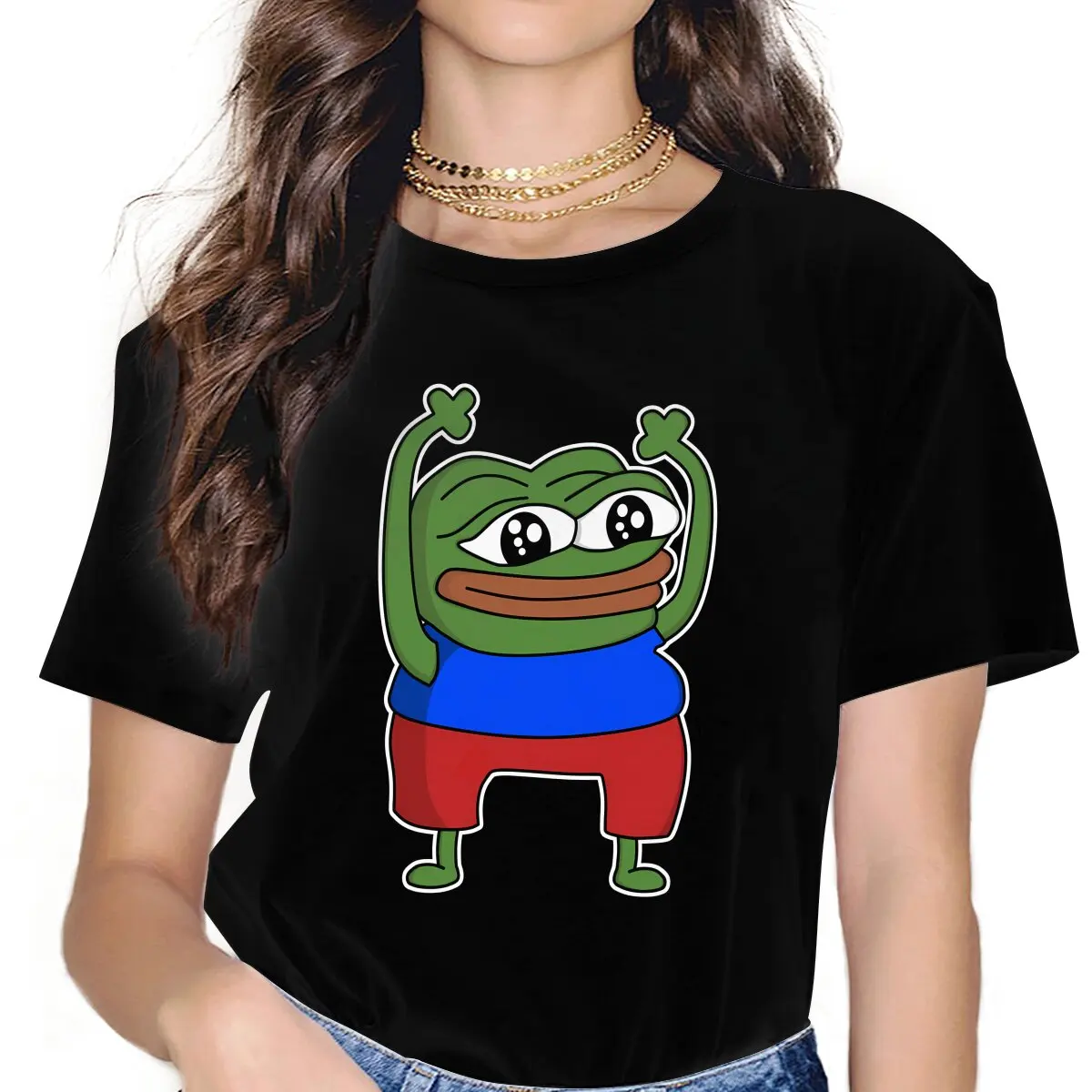 

HYPERS Women TShirt Pepe Frog Animal Girls Y2k Basic Tees O-neck Polyester Female T Shirt Humor Gift