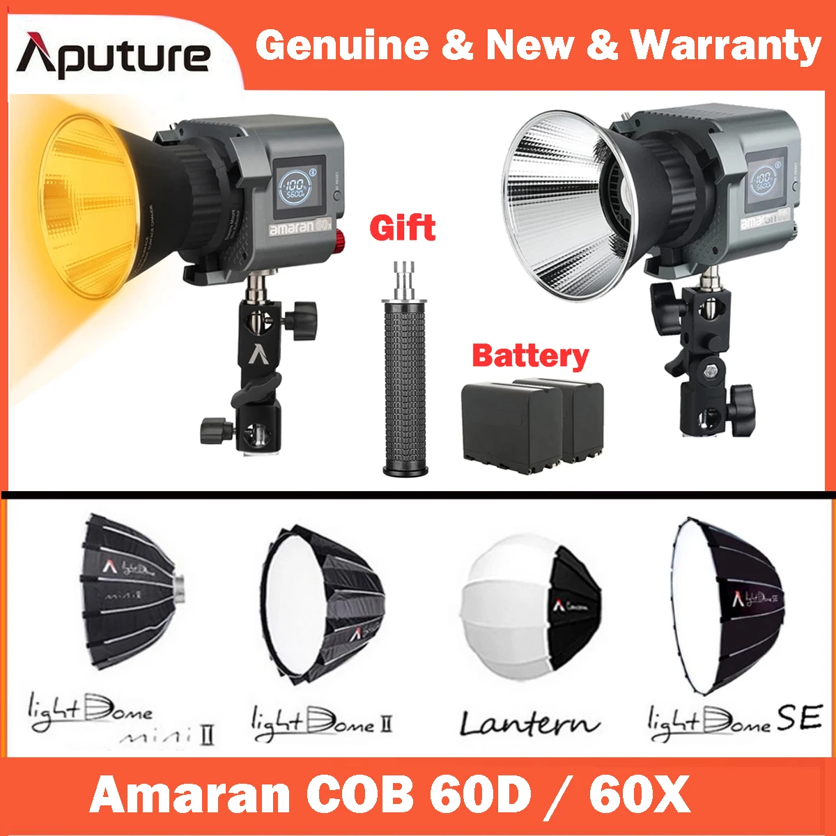 Aputure Amaran 60x 60D Studio LED Video Light Bi-color 2700K-6500k 80W Portable Outdoor Lighting Spotlight for Photography Video