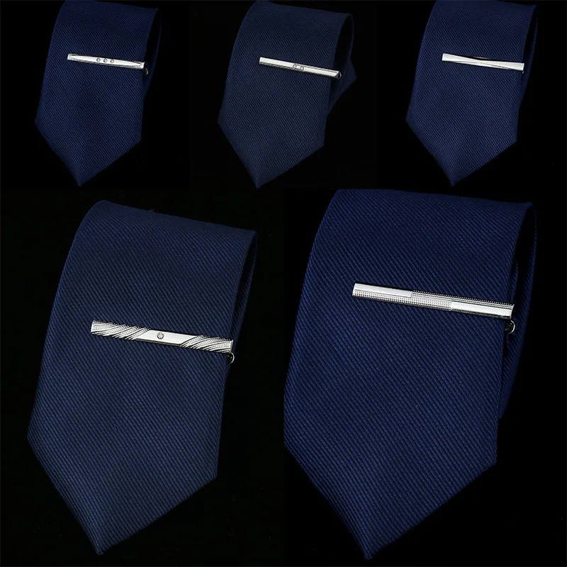 

Tie Clip Men Metal Necktie Buckle Silver Color Tie Belt Zircon Clamp Pin Ties For Business Clasps Fashion Wedding