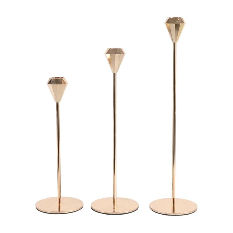 Metal Candle Holders 3Pcs/Set Decorative Candlesticks Simple Wedding Decor for Home Bedroom Dining Table Decoration