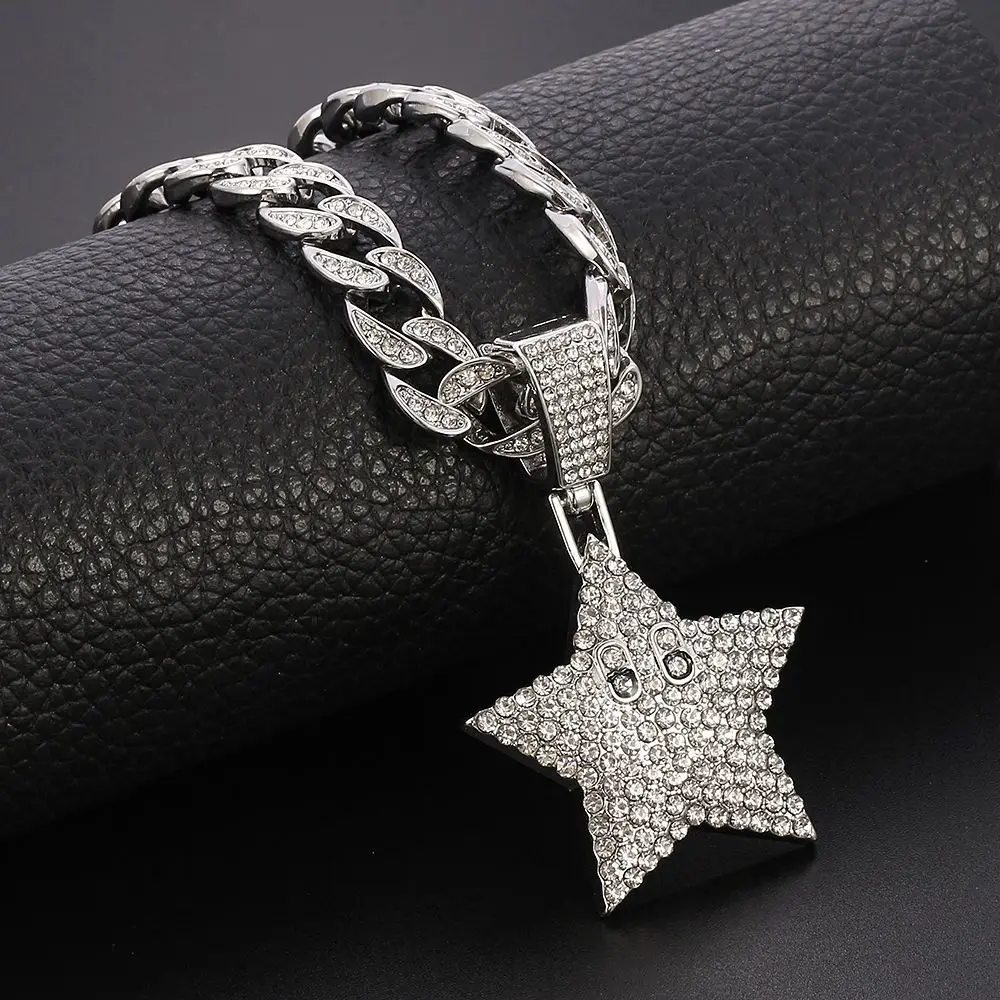 

Harajuku Retro Carved Necklace Men's Trend Personality European and American Punk Style Rose Pattern Cuban Metal Accessories