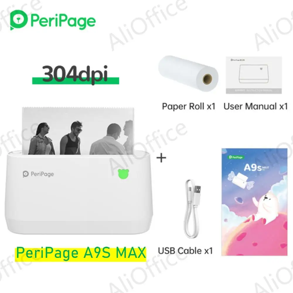 

Peripage A9s Max 4" Mini Portable Thermal Printer Bluetooth Mini Photo Receipt Thermal Sticker Label 107mm Printer