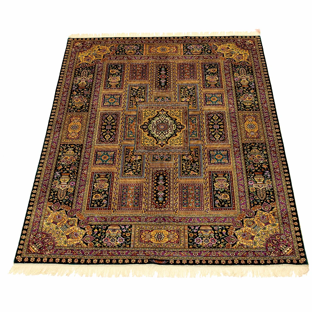 Trade Assurance 5x7 FT Hand Woven Silk Carpet for Living Room gold supplier