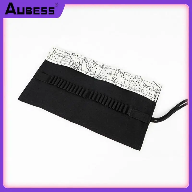 

24 Holes Save Space Stationery Box Firm Thread Stationery Storage Canvas Material Pencil Case 12 Holes Has Many Uses Pen Curtain