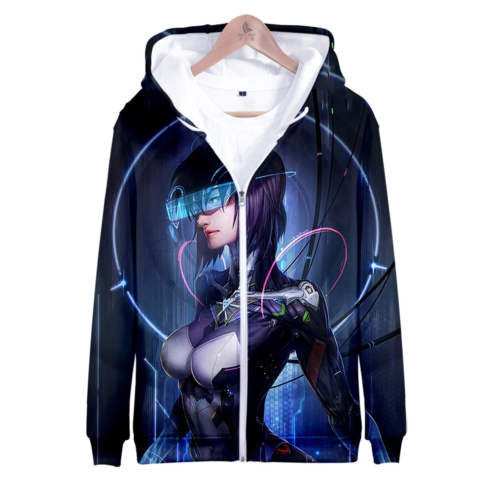 

Ghost In The Shell Anime Zipper Hoodies Unisex Fashion Zip Up Hooded Sweatshirt 3D Prints Streetwear Clothes