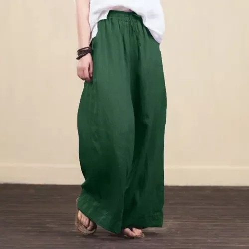 

fashionableWomen Solid Cotton Linen Wide Leg Pants harajuku Casual High Waist big flare Loose Pocket Trousers summer Long Pantal