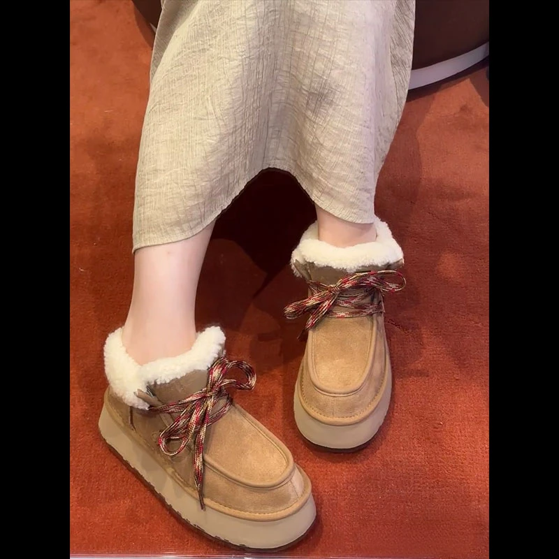 Зимние сапоги из натуральной овечьей шерсти новинка 2024 женская зимняя теплая