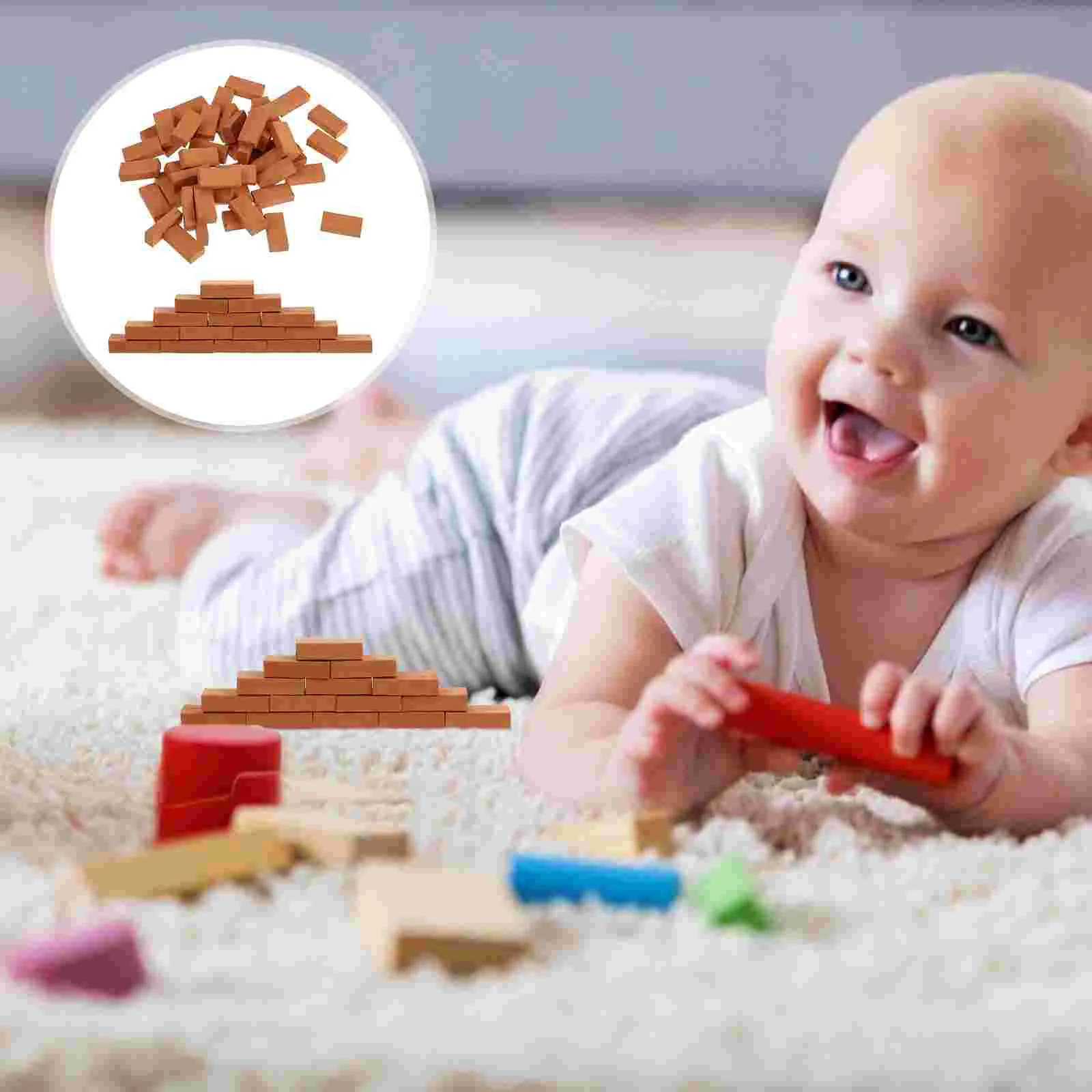 

100Pcs 1/ 16 Miniature Brick Scale Wall Bricks Bricks Model Puzzle Sand Table Landscape Accessories for DIY Diorama Brown