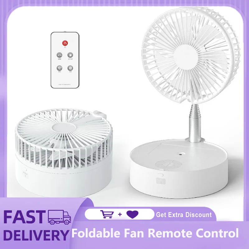 Foldable Fan Remote Control Office Home Type-C Charging Fan Retractable Table Fan Floor Fan High Battery Life Low Noise