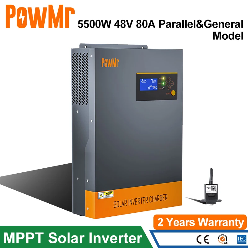 

PowMr Parallel Hybrid Solar Inverter 48V With MPPT 80A Charge Controller 5500W 230VAC Output Pure Sine Inversor Max PV 500VDC