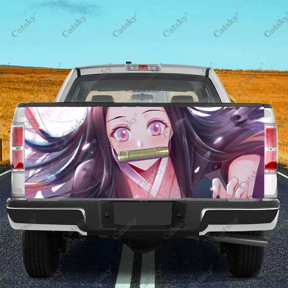 

Japanese Anime Demon Slayer Kamado Nezuko Car Tail Trunk Protect Sticker Decal Car Side Decor Sticker for SUV Off-road Pickup