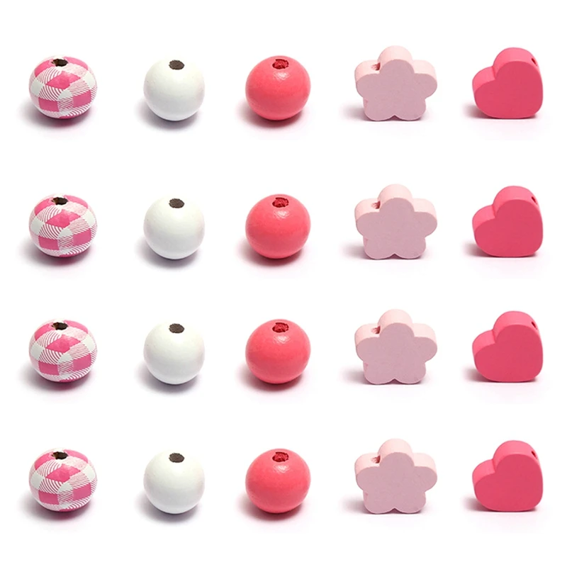 

Круглые деревянные бусины в виде розовых цветов для девочек, украшение «сделай сам» на День святого Валентина, детские игрушки, аксессуары ...