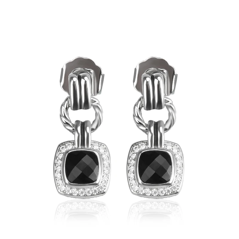 

JADE ANGEL Luxury Women Earrings Elegant Inlaid Black and Small Cystal Zircon Dangler High Jewelry Banquet Wedding Birthday Gift