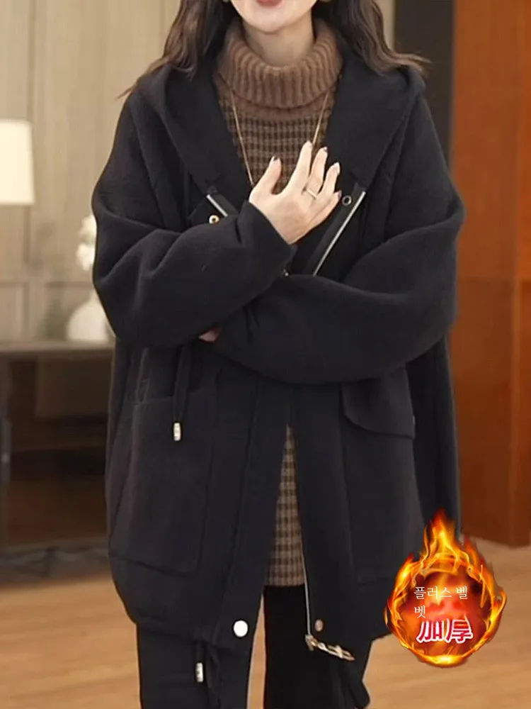 Осень-зима 2024 новая женская верхняя одежда популярный утолщенный топ с капюшоном