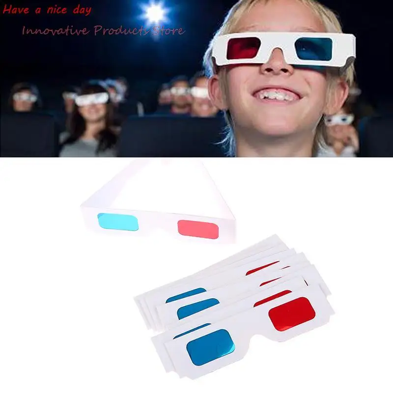 

10pcs/50pcs/lot Red/Blue 3D Glass Paper 3D Glasses For Movie Video Card