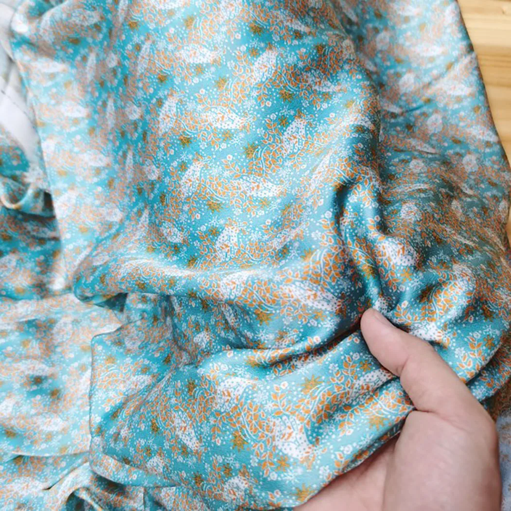 

Heavy Silk Georgette Fabric 20Momme 100%mulberry Silk Fabrics for Dress Diy Sewing Oak Printed Free Shipping Summer New