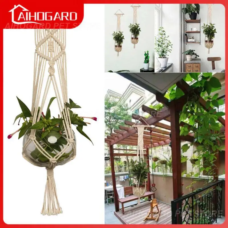

Indoor/outdoor Plant Hanging Baskets Durable Macrame Plant Hanger Wear-resistant Storage Baskets Wall Art Vintage Home Decor