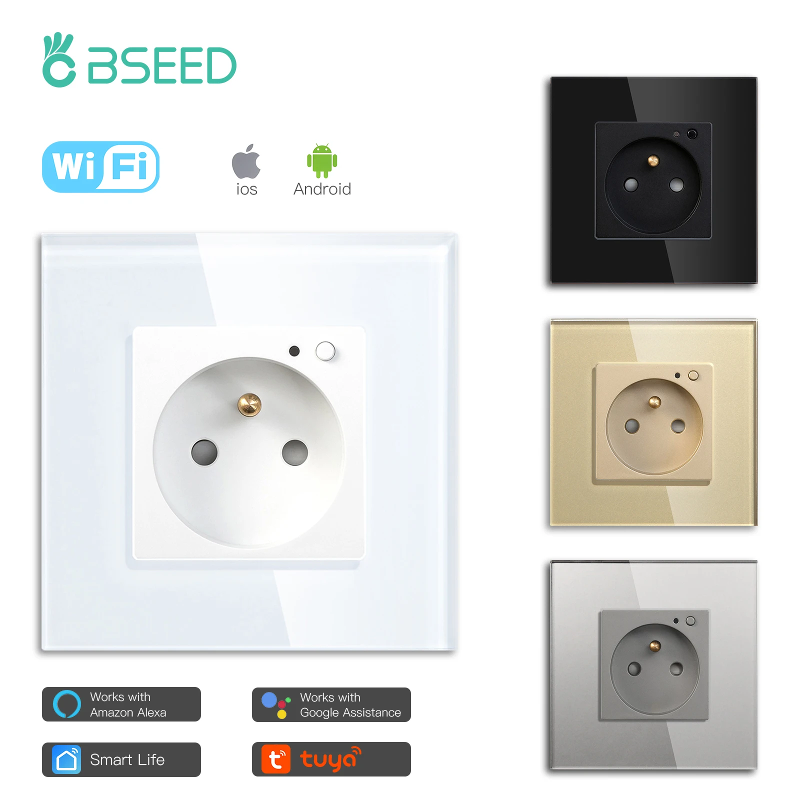 Настенная розетка Bseed с Wi-Fi и управлением через приложение