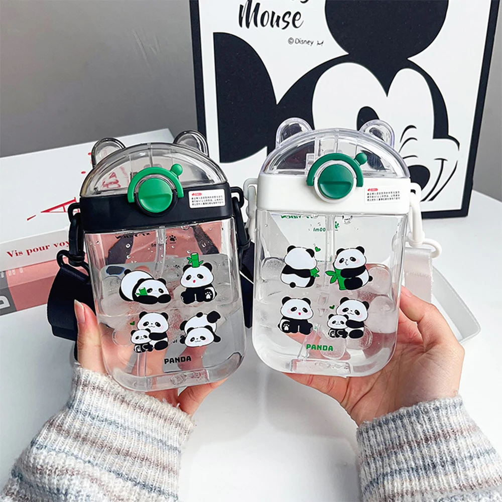 470 мл детская бутылка для воды с пандой герметичная чашка соломинкой крутая