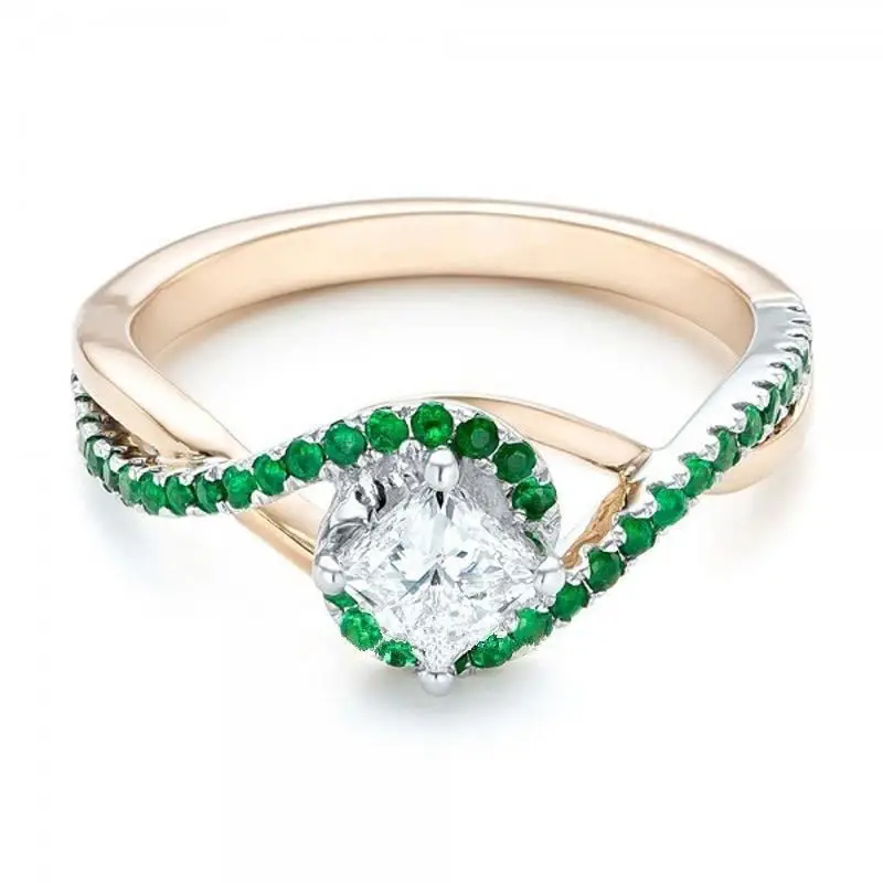 

Jewelry Green Inlaid Zircon Ring Creative Single Product Simple Fashion Single Product Factory Direct Sales