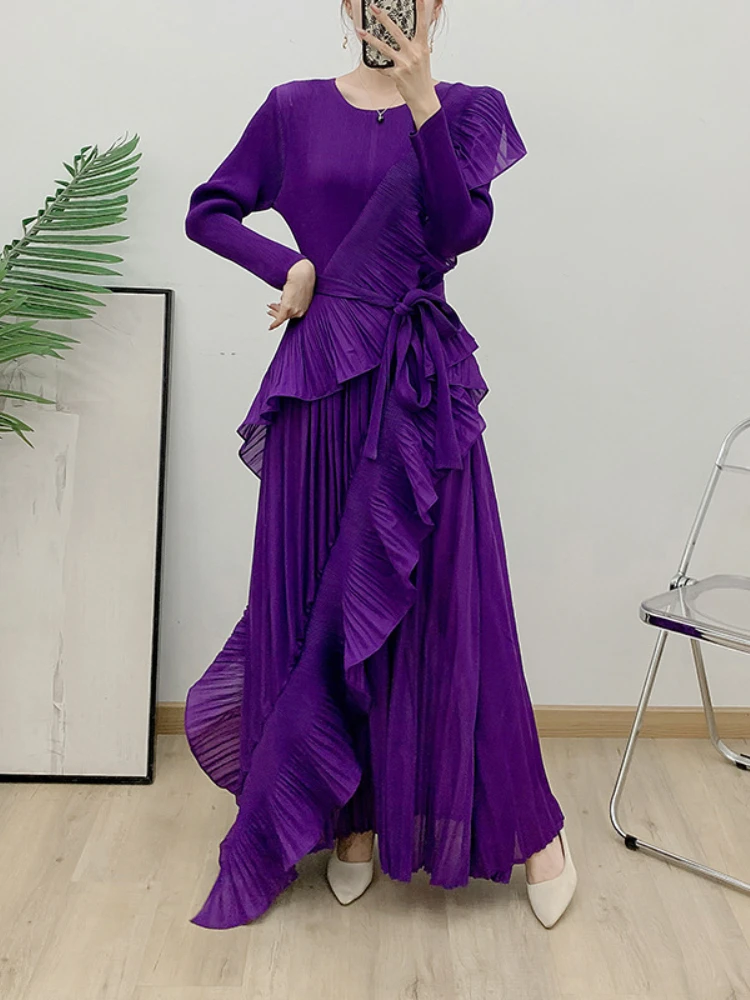 Элегантное Плиссированное вечернее платье EGRM женские Асимметричные Длинные