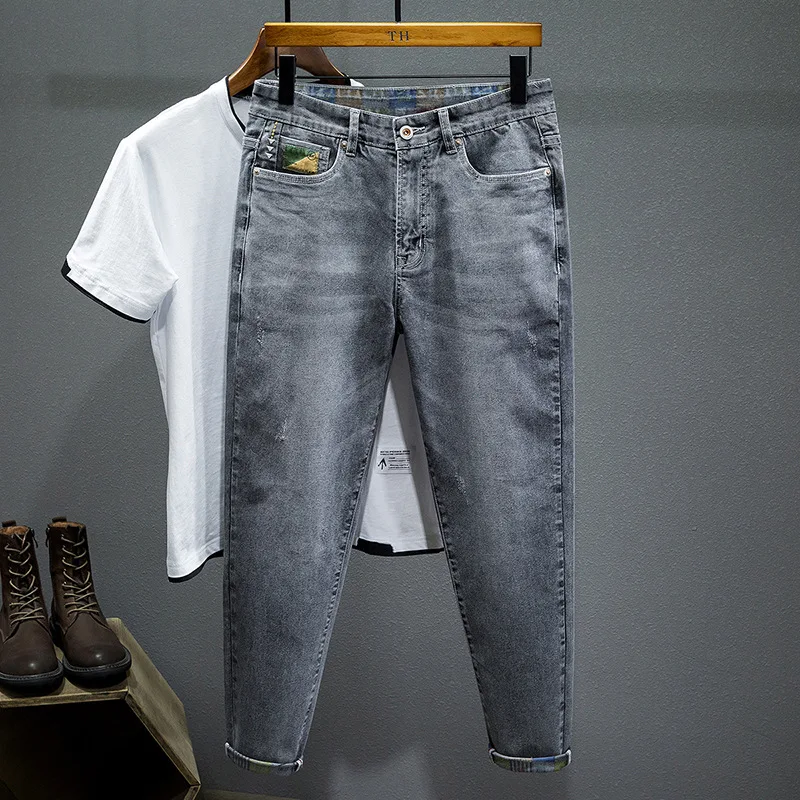 7XL-S Plus Size 2023 New Korean Cashew Trend Casual High Street Male Port Style Couple Jacquard Wide-Leg Daddy Jeans