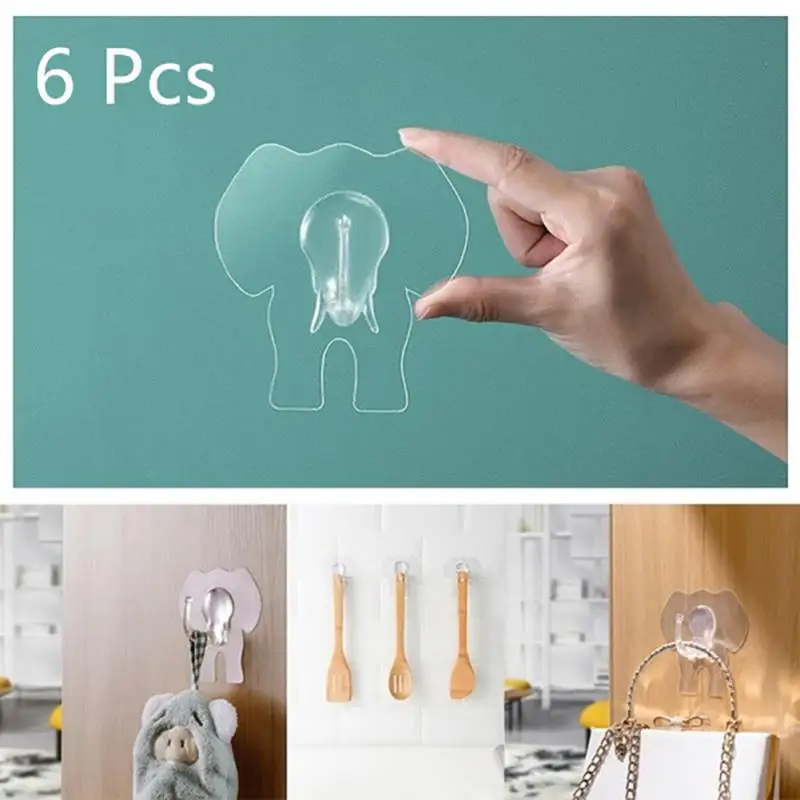 

Wall Hanger Abs Nail Free Traceless Self-adhesive Waterproof Storage Hooks Home Decor Organizer Creative Wall Hanging Key Rack