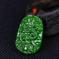 natural green hand carved zodiac dragon jade pendant fashion jewelry mens and womens zodiac dragon necklace
