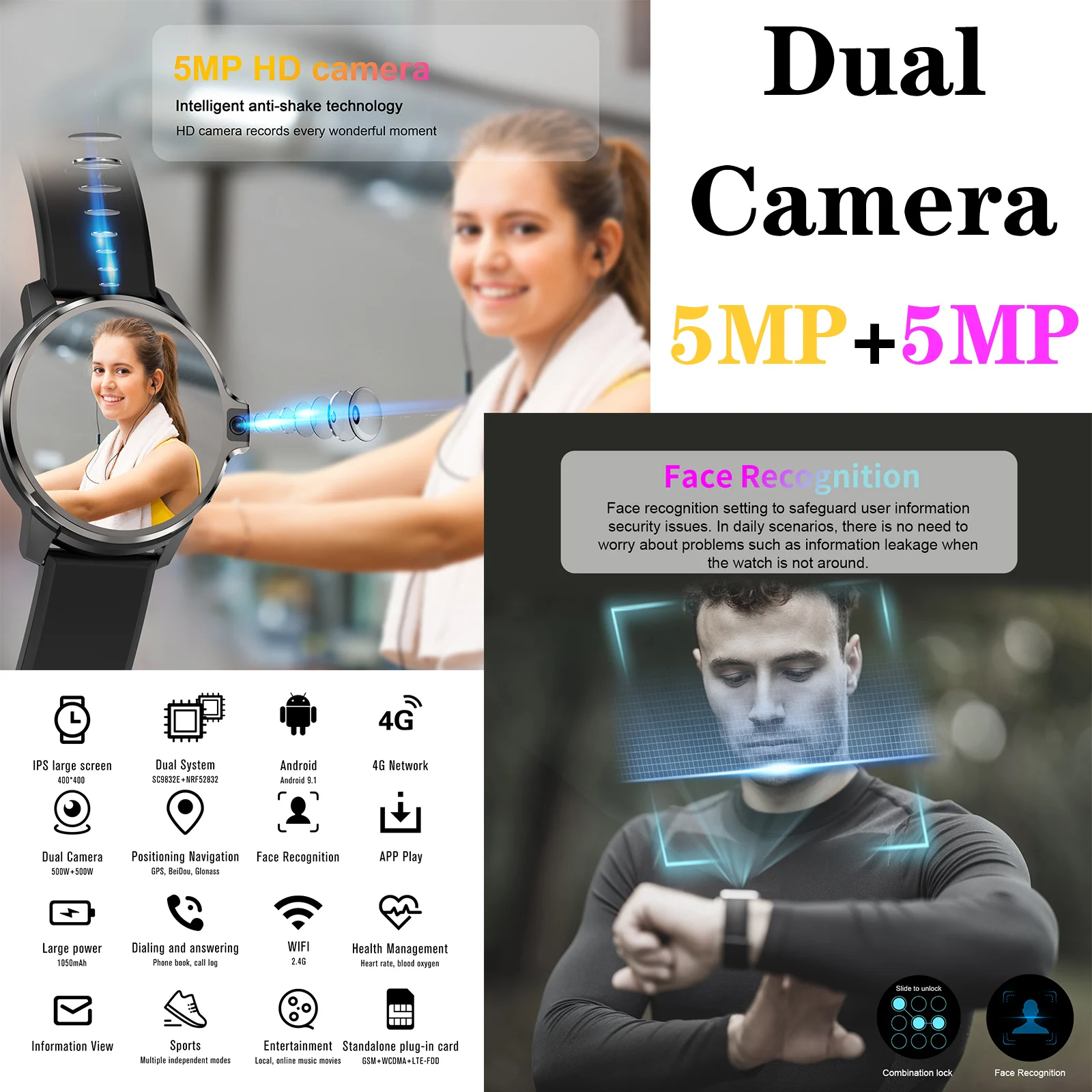 LEMFO смарт часы мужские женские LEMP 4G 64GB умные WIFI сим карта фитнес браслет IP67 waterproof