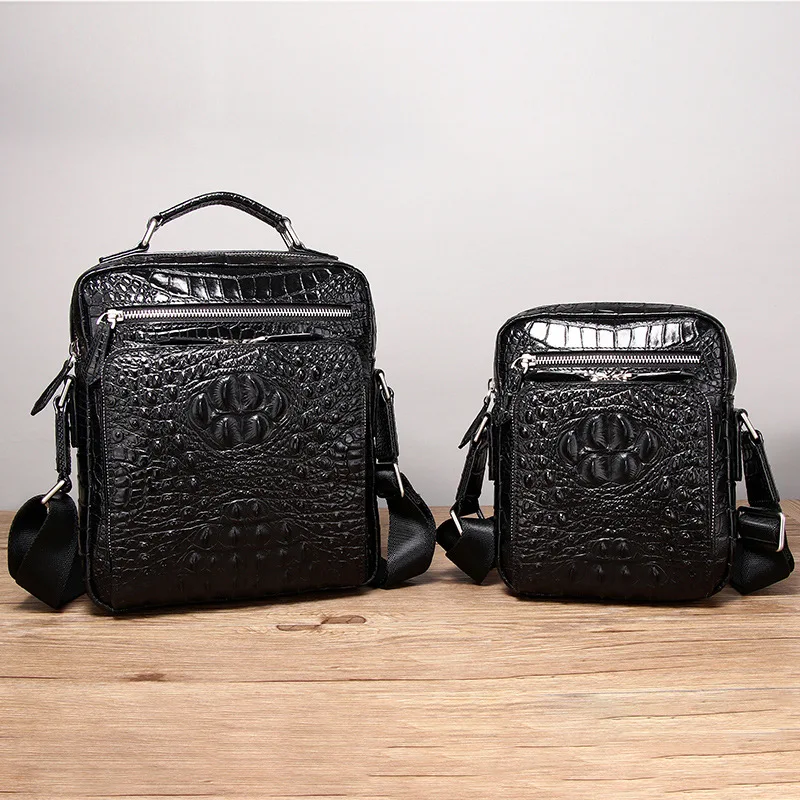 Crocodile-print Leather Men's Business Luxury Shoulder Bag Head Cowhide Casual Cross-body Bag