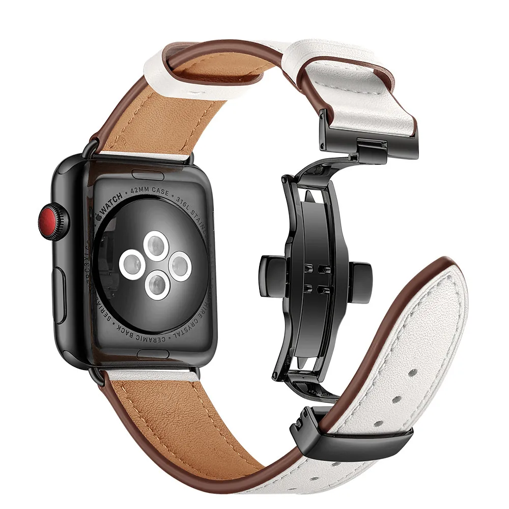 Leather Strap for Apple Watch 49mm 45mm 41mm 44mm 42mm 40mm 38mm Metal Buckle Bracelet Strap for iWatch Ultra 8 7 6 5 4 SE Band