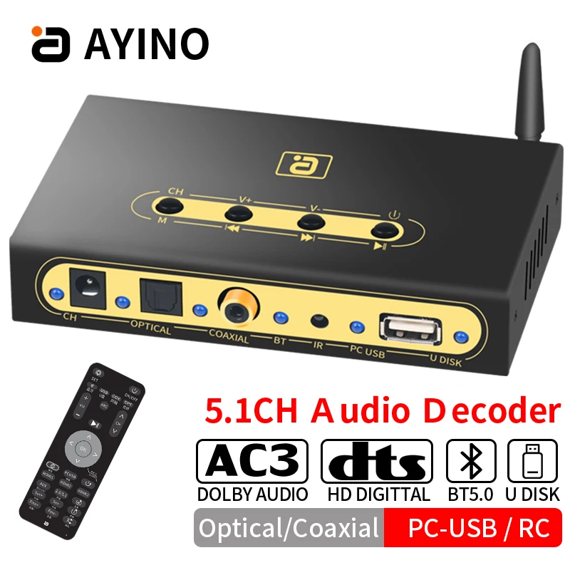 DA720 5.1CH аудио декодер беспроводной Bluetooth 5 0 приемник DTS AC3 адаптер оптический