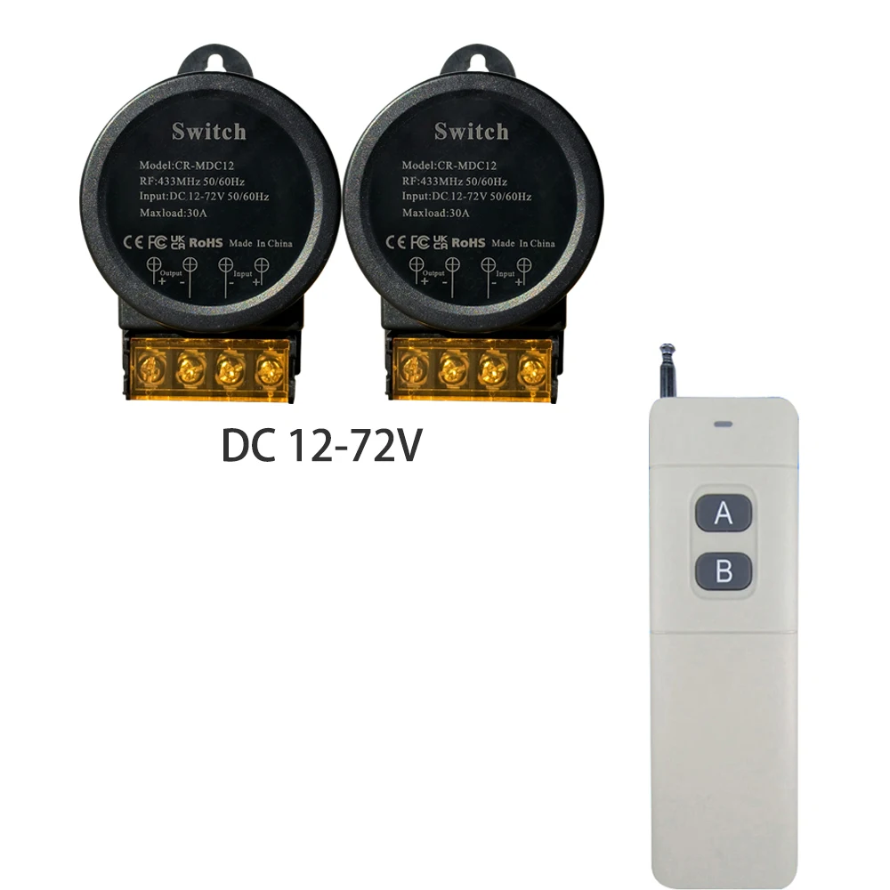

COLOROCK RF433MHz Remote Control Wireless Switch DIY Decive Maximum Load 30A Wide Voltage 12-72V DC Widely Used