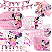new minnie mouse theme baby shower supplies disposable tableware set cup plate napkin for kids girls birthday party decoration