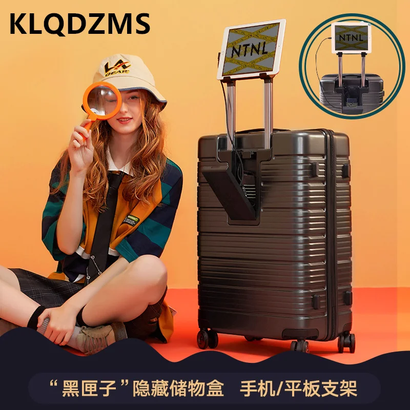 

KLQDZMS New PC Suitcase With Charging Treasure Interface Trolley Case Female Ultra-light Luggage 20 Inch Boarding Case