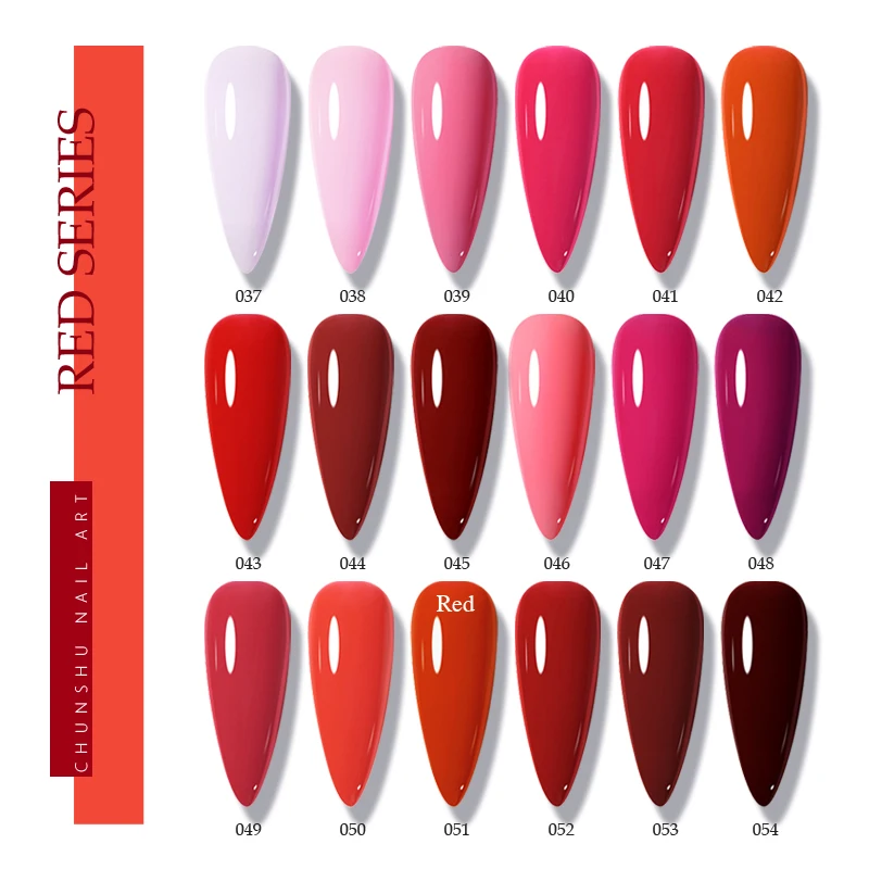 

CHUNSHU Cherry Red Series UV Gel Polish 10ML Gel Varnish For Manicure Nail Art Soak Off Semi Permanent Pure Colors Lacquer