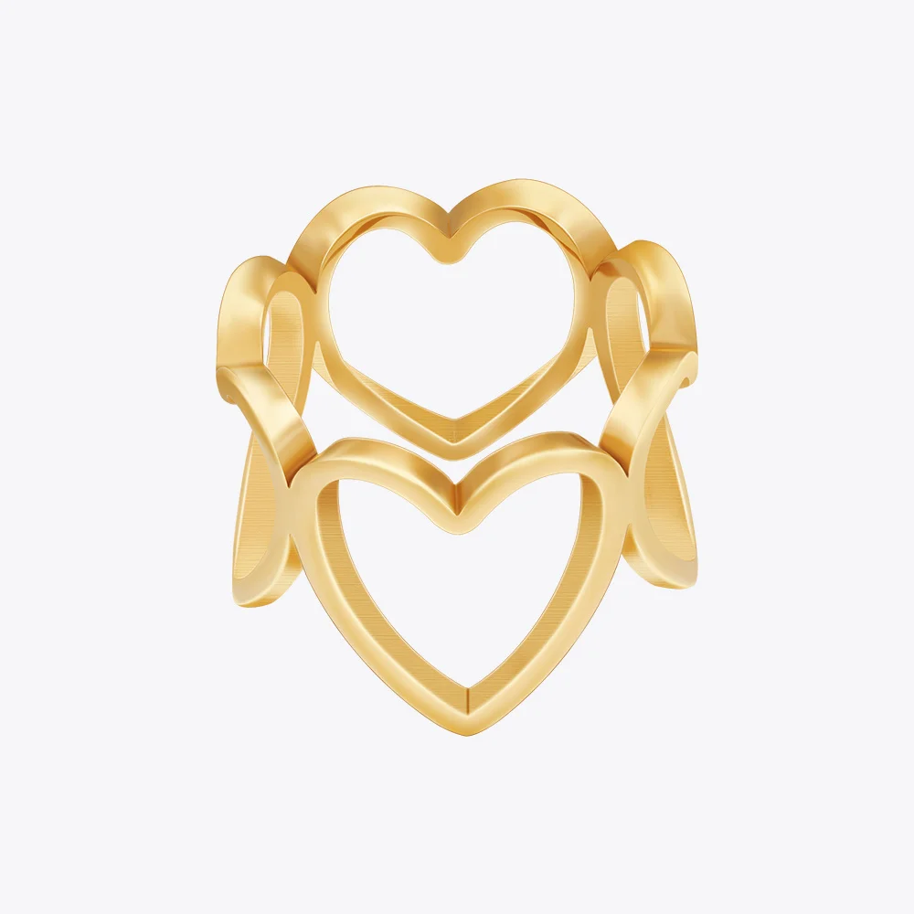 

ENFASHION Anillos Mujer Cutout Heart Luck Ring For Women 18K Plated Gold Color Stainless Steel Jewelry Simple Office R234203