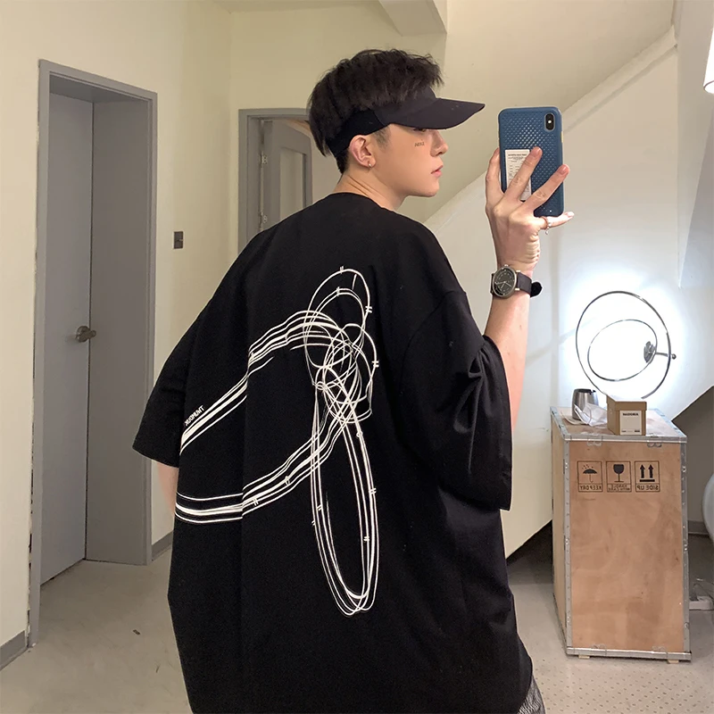 

Plus Size M-5XL Fashion Printed T Shirt Men Black/White T-shirts Harajuku Streetwear Tshirt Summer Short Sleeve Tops Tee