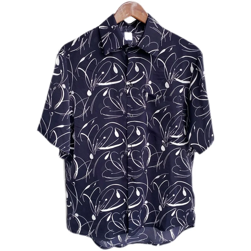 Summer Thin Printed Men's Shirts 2022 Short Sleeve Loose Casual Shirt Hip Hop Harajuku Oversized Tops Social Party Men Clothing