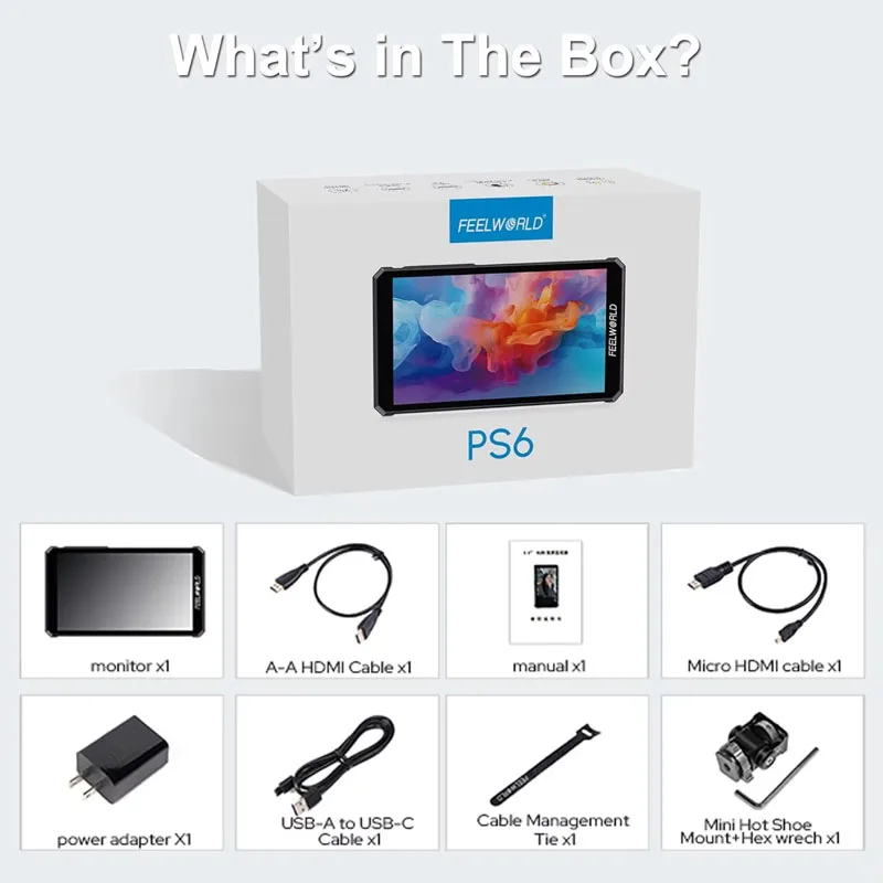 FEELWORLD PS6 5.5-дюймовый OLED-монитор для видеосъемки с вертикальным и горизонтальным режимами, 4K HDMI, 1080x1920, сенсорный экран (art.: 3920daee139ec) - 3920daee139ec
