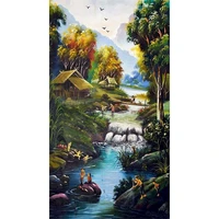 gatyztory 60x75cm painting by numbers village scenery diy picture paint by number drawing on canvas handpainted art home decor