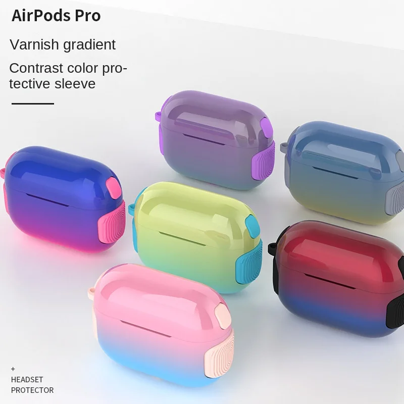 

2022 New PC Silicone Two-in-one for Apple Protective Case Gradient Bump Headphone Case AirPods Protective Case