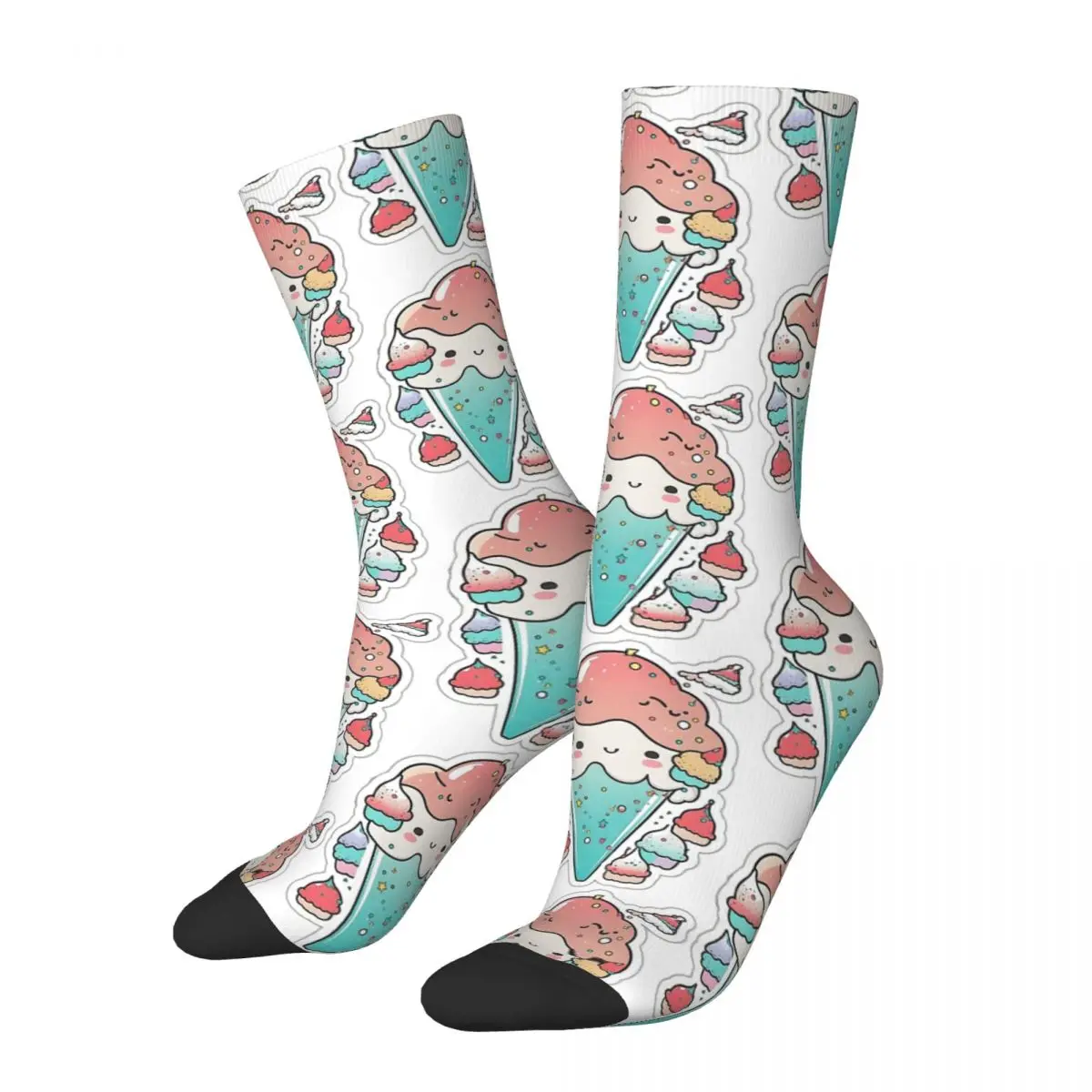 

Cute Chibi Ice Crazy Men's compression Socks Unisex A must-have for summer Harajuku Pattern Printed Funny Happy Crew Sock